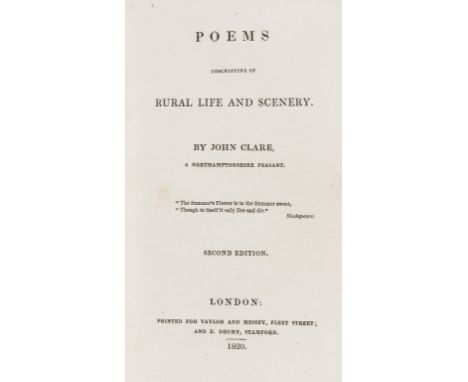 Clare (John) Poems Descriptive of Rural Life and Scenery, second edition, without 4pp. advertisements at end, half-title with