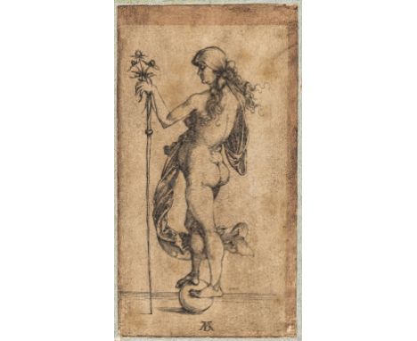 Dürer (Albrecht, 1471-1528) The Small Fortune, engraving, a good Meder c impression, on laid paper affixed to card support, s
