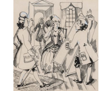 Nash (John, 1893-1977) "Lady Teazle Surprised!", pen and black ink over pencil, corrections in white, on thin wove paper, 210
