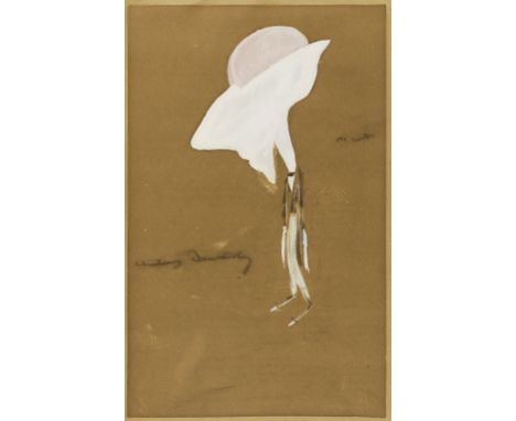 δ Beerbohm (Max) Aubrey Beardsley, portrait of the artist shown full length with arms by his side, black chalk and gouache on