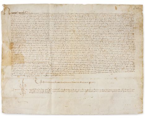 NO RESERVE Majorca.- Release of the estate of Gabriel Pardo merchant of Majorca, manuscript in Latin, on vellum, 37 lines, in