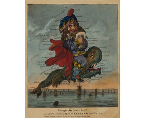 Dighton the Elder (Robert, 1752-1814) Original design for 'Geography Bewitched! or, a droll Caricature Map of Scotland', poin