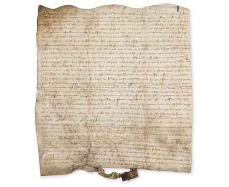 Medieval Marriage Contract.- Marriage contract agreed between Thomas de Nevill kt and John de Chaumont that Sir Thomas's elde