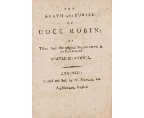 Chapbook.- Death and Burial of Cock Robin (The), 8pp., single folded sheet, 15 woodcut illustrations, light spotting, uncut a