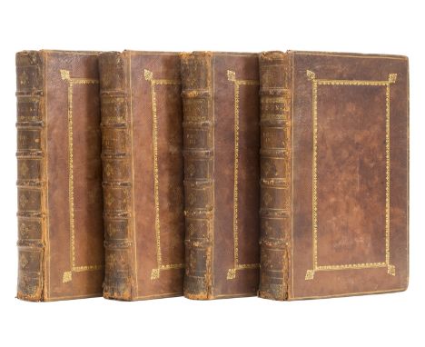 Bacon (Sir Francis) Opera Omnia, 4 vol., one of 50 large paper copies, engraved frontispieces (lightly offsetting onto titles