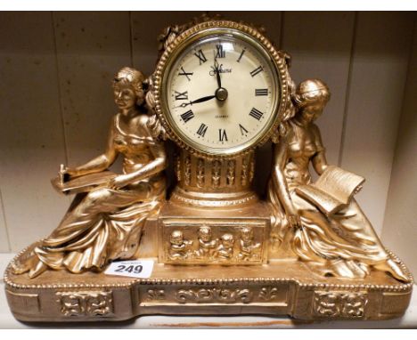 Gilt figure mounted Quartz mantel clock 