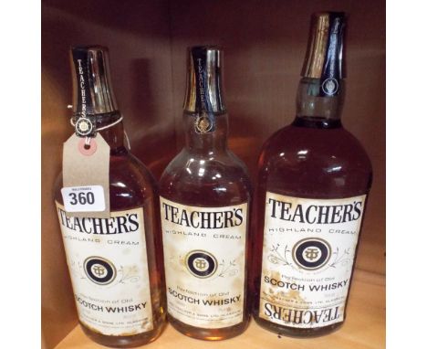 Three bottles of Teachers scotch whisky circa 1970