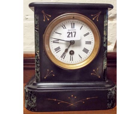 Small mantle clock in black marble case 
