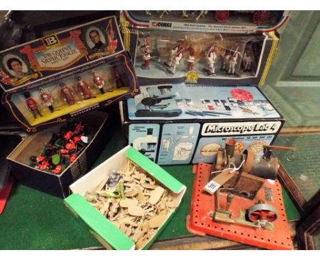 Collection of Britain's model soldiers to include the Queen's 1977 Jubilee Coach, together a static Mamod steam engine and a 