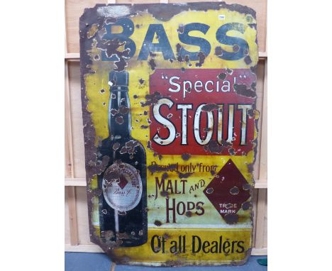 A RARE LARGE PICTORIAL BASS SPECIAL STOUT ENAMEL SIGN.   97 x 155cms.