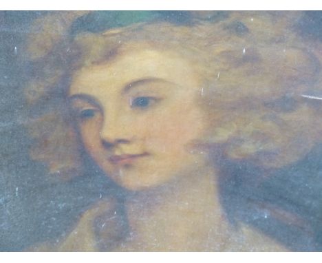 19th.C.ENGLISH SCHOOL.   CIRCULAR PORTRAIT OF A LADY IN 18th.C.DRESS, OIL ON CANVAS.   84 x 64cms.