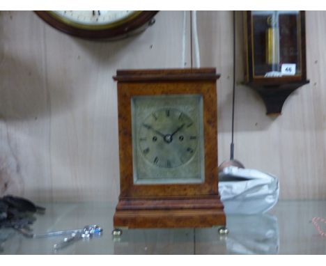 A FINE 18th /19th.C.FOUR GLASS TABLE CLOCK WITH BIRDS EYE MAPLE CASE ON BRASS BUN FEET. ENGRAVED SILVERED DIAL SIGNED PENNLIN