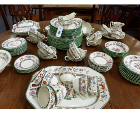 A COPELAND SPODE CHINESE ROSE PATTERN PART DINNER SERVICE TO INCLUDE SERVING DISHES, CUPS, SAUCERS,ETC.