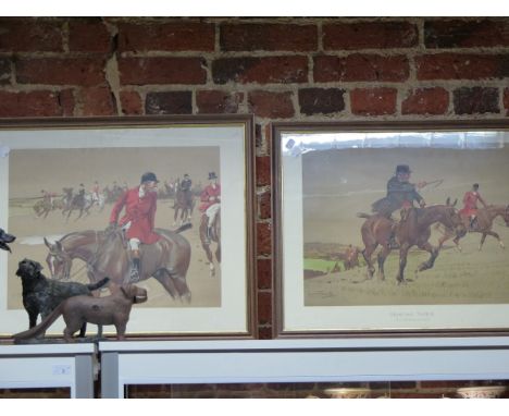 AFTER LIONEL EDWARDS  (1878-1966)  TWO COLOUR PRINTS HUNTING TYPES.   47 x 59cms.
