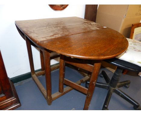 AN UNUSUAL SMALL 18th.C.OAK DROP LEAF COTTAGE TABLE ON OCTAGONAL CHAMFERRED LEGS TOGETHER WITH A LATE GEORGIAN OAK TRIPOD TAB