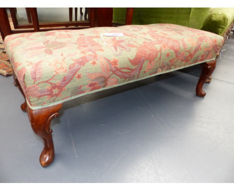 A MAHOGANY GEORGIAN STYLE HEARTH STOOL.   W.95cms.