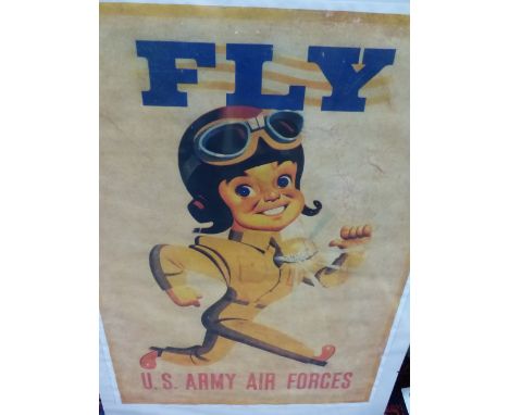 A VINTAGE US ARMY AIR FORCES FLY PROPOGANDA POSTER.