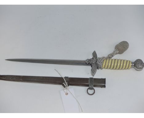 A GERMAN DRESS DAGGER WITH ALLOY SCABBARD AND FINIAL , THE BLADE MARKED E & F HORSTER,SOLINGEN.