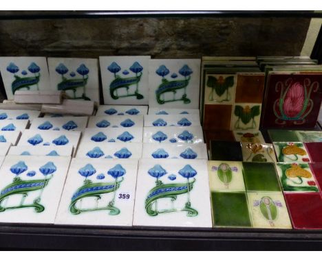 A COLLECTION OF ART NOUVEAU DESIGN POTTERY TILES.   APPROX.50