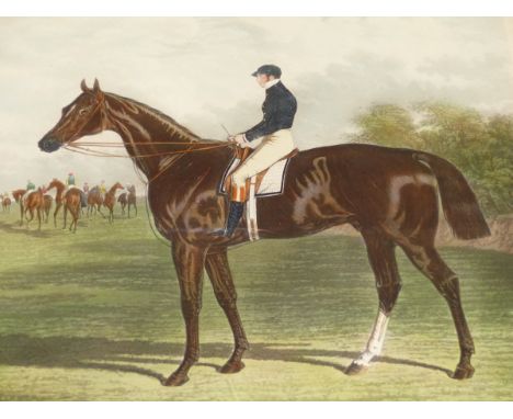 AFTER J.F.HERRING.   PORTRAIT OF THE RACEHORSE MUNDIG WITH JOCKEY UP, HAND COLOURED PRINT TOGETHER WITH TWO SIMILAR SUBJECTS 