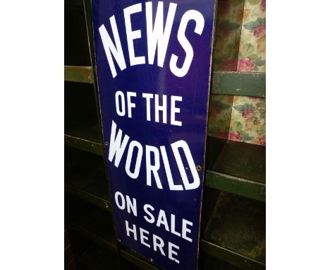 A NEWS OF THE  WORLD ENAMEL SIGN.   76.5 x 30cms.