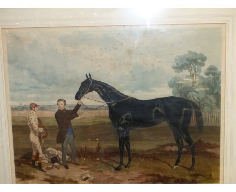 AFTER HARRY HALL  (1816-1882)  PORTRAIT OF VOLTIGEUR, HAND COLOURED FOLIO PRINT.   57 x 69cms.