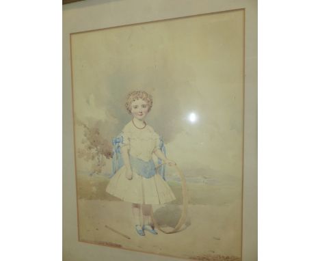 K.W.LEAY R.S.A.  (MID 19th.C. SCOTTISH SCHOOL)  PORTRAIT OF A CHILD, SIGNED AND DATED 1864, WATERCOLOUR.   43 x 32cms.