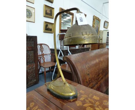 A VINTAGE BRASS ART NOUVEAU STYLE DESK LAMP.   H.43cms.