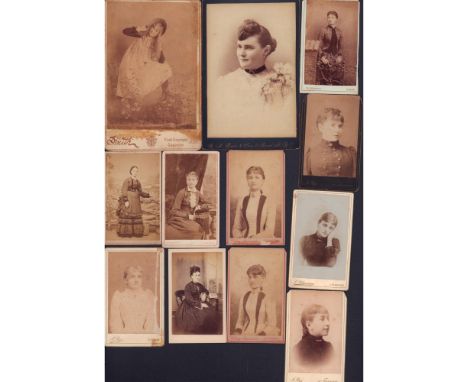Interesting variety of portrait photographs on thick cardstock of young ladies and teens from the 1800s to early 1900s taken 