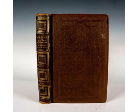 Double volume from Hetzel's French edition of the Voyages Extraordinaires series by Jules Verne with havane cover and leather