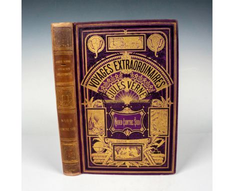 Rarely offered volume from Hetzel's French edition Au Deux Elephants with purple cover, Voyages Extraordinaires by Jules Vern