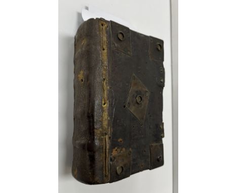 One volume ROBERT BARKER "The Bible" printed 1605, frontispiece and Genesis volume 1-14 missing, otherwise including up to pa