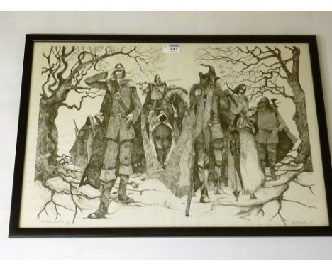 'The Company of the Ring', Ray Schofield limited edition print signed titled and numbered 104/130 42cm x 63cm Condition Repor