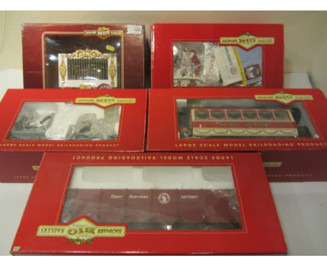 Bachmann Big Haulers, one train carriage, one train goods truck, one circus truck, one Christmas flat cart set, one other fla