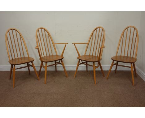 Ercol set four elm and beech (2+2) Windsor dining chairs Condition Report Click here for further images, condition, auction t