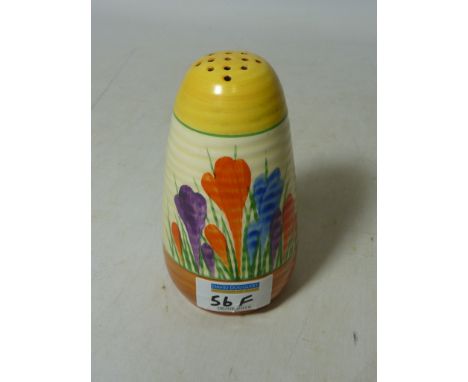 Clarice Cliff Bizarre 'Crocus' Linton shape sugar shaker 12.5cm Condition Report Click here for further images, condition, au