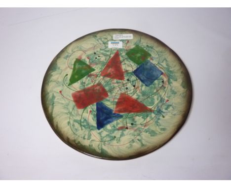 Eskdale Studio hand painted ceramic platter 'Biology versus Geometry' D36cm  Condition Report Click here for further images, 