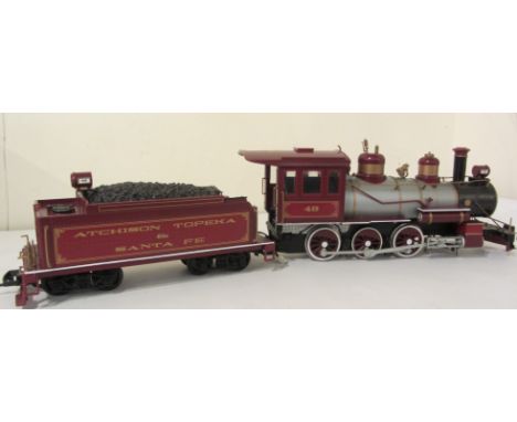 Bachmann 'Atchison Topeka and Santa Fe' model train and coal tender with packing box G scale  Condition Report Click here for