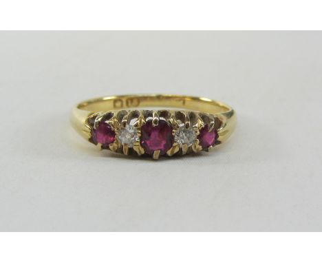 Early 20th century gold Diamond and Ruby ring hallmarked 18ct Condition Report Click here for further images, condition, auct