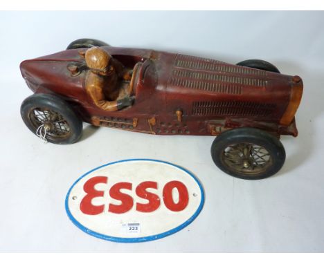 Large model of a vintage racing car and an 'Esso' sign  Condition Report Click here for further images, condition, auction ti