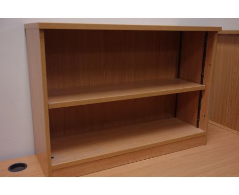 Light oak finish office bookcase fitted with adjustable shelf, W101cm, H73cm, D60cm  Condition Report Click here for further 