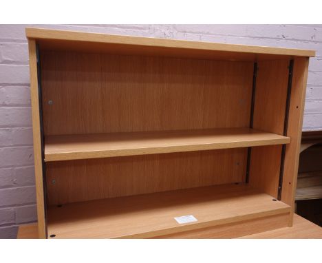 Light oak finish office bookcase fitted with adjustable shelf, W101cm, H73cm, D60cm  Condition Report Click here for further 