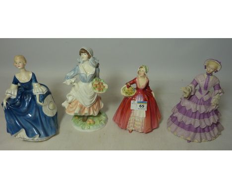 Royal Doulton figurines 'Hillary', 'Janet' HN1537, Royal Worcester figurine and a Wedgwood figurine  Condition Report Click h