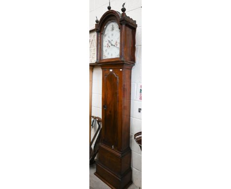 'Robert Flemingham Stradbrook' longcase clock with eight-day movement and painted dial, c/w two weights and pendulum, 222 cm 