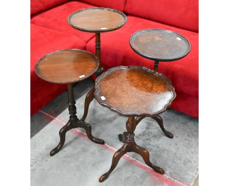 Four various mahogany tripod wine tables (4) 