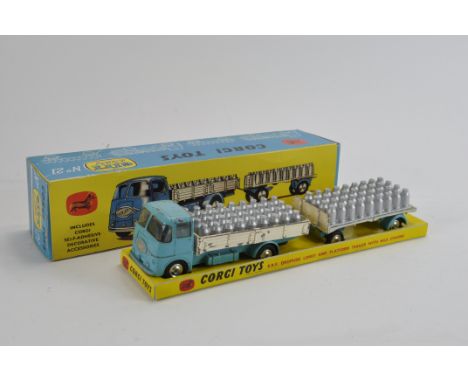 Corgi No. GS21 Gift Set ERF Dropside Lorry with Platform Trailer. F+ to G in Repro Box.