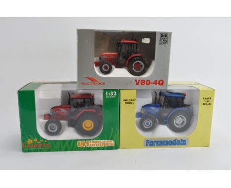 Trio of Customised Tractor Models including Universal Hobbies McCormicks x 3. VG to E in Boxes. (3)