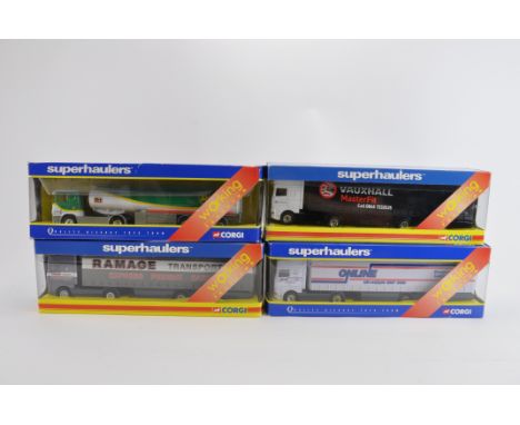 Group of Corgi Superhauler Diecast Trucks in 1/64 Scale. Various issues. M in VG to E Boxes. (4)