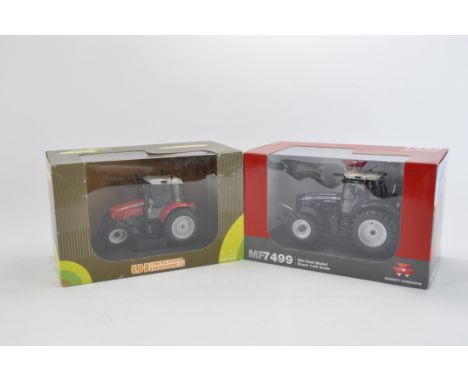 Universal Hobbies 1:32 scale MF 5455 (damaged) and MF 7499 (Black Special Edition) Tractor Duo. F-M in E Boxes. (2)