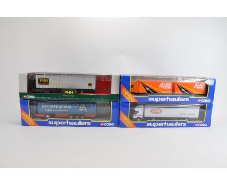 Group of Corgi Superhauler Diecast Trucks in 1/64 Scale. Various issues. M in VG to E Boxes. (4)